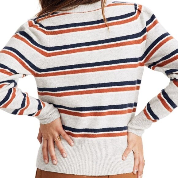 MADEWELL BNWT V-Neck Womens Sweater New Striped - Picture 2 of 11